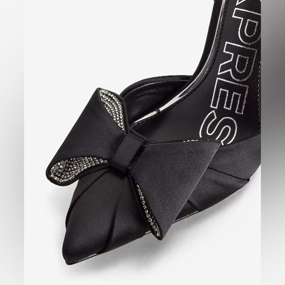 Express Rhinestone Bow Embellished Strap Pumps - Picture 4 of 9